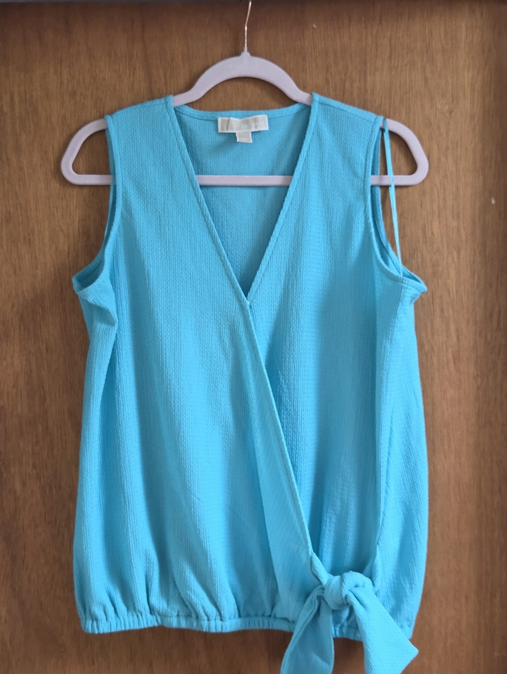 MICHAEL Michael Kors Turquoise V-Neck Sleeveless Tie-Hem Surplice Top